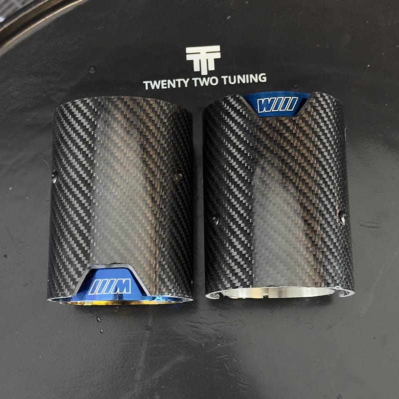 BMW 3 Series (F30/F31/F34) 335I/340I Blue M Performance Style Carbon Fibre Exhaust Tips - Twenty Two Tuning Exhaust Tips
