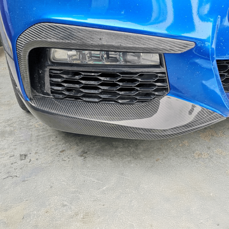 BMW 5 Series (G30/G31) M Performance Style Carbon Fibre Finisher Trim Overlays - Twenty Two Tuning Front Canards/Bumper Inserts