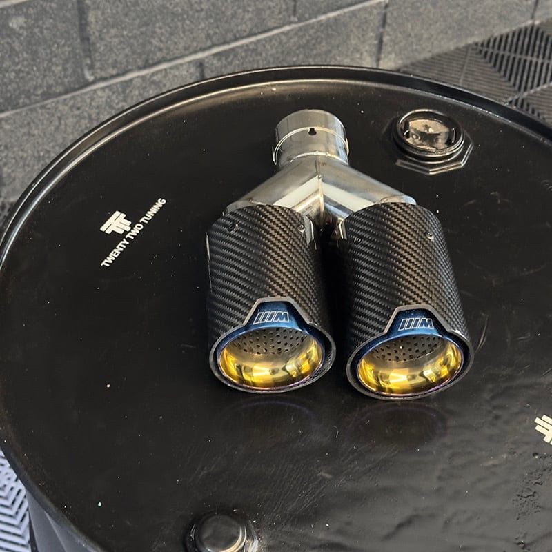 BMW M Performance Style Carbon Fibre Blue Dual Exhaust Tip (Single) - Twenty Two Tuning Exhaust Tips