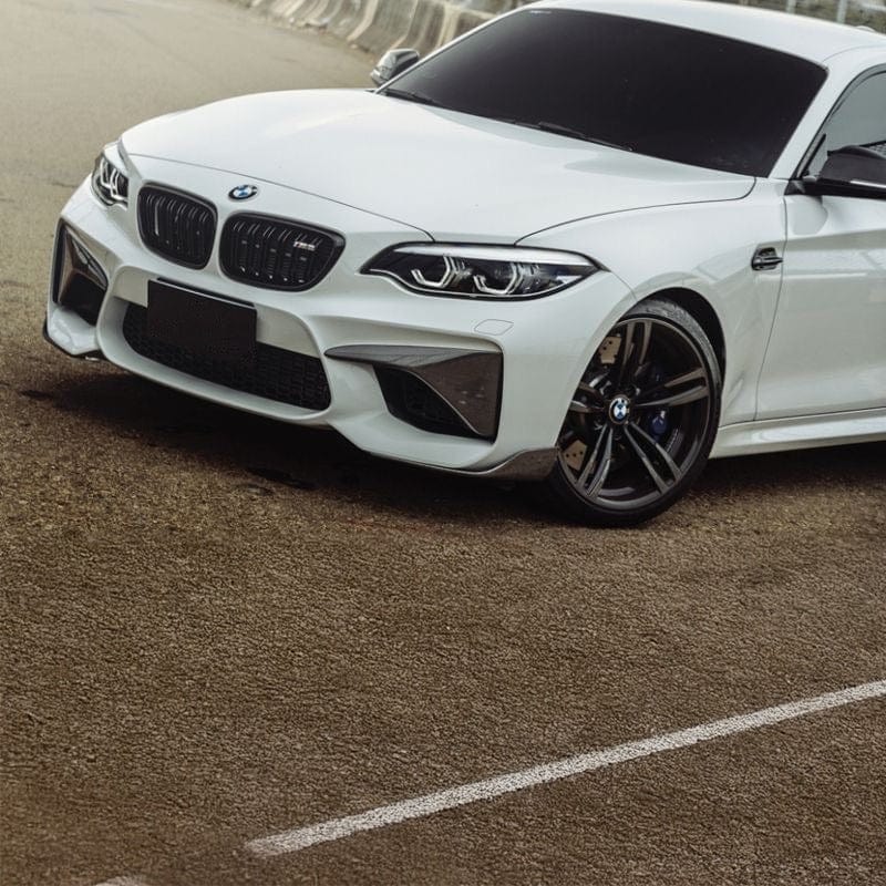 BMW M2 (F87) Future Design Carbon Fiber Front Vent Splitters - Future Design Front Canards/Bumper Inserts