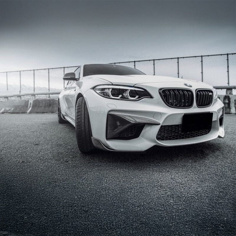 BMW M2 (F87) Future Design Carbon Fiber Front Vent Splitters - Future Design Front Canards/Bumper Inserts