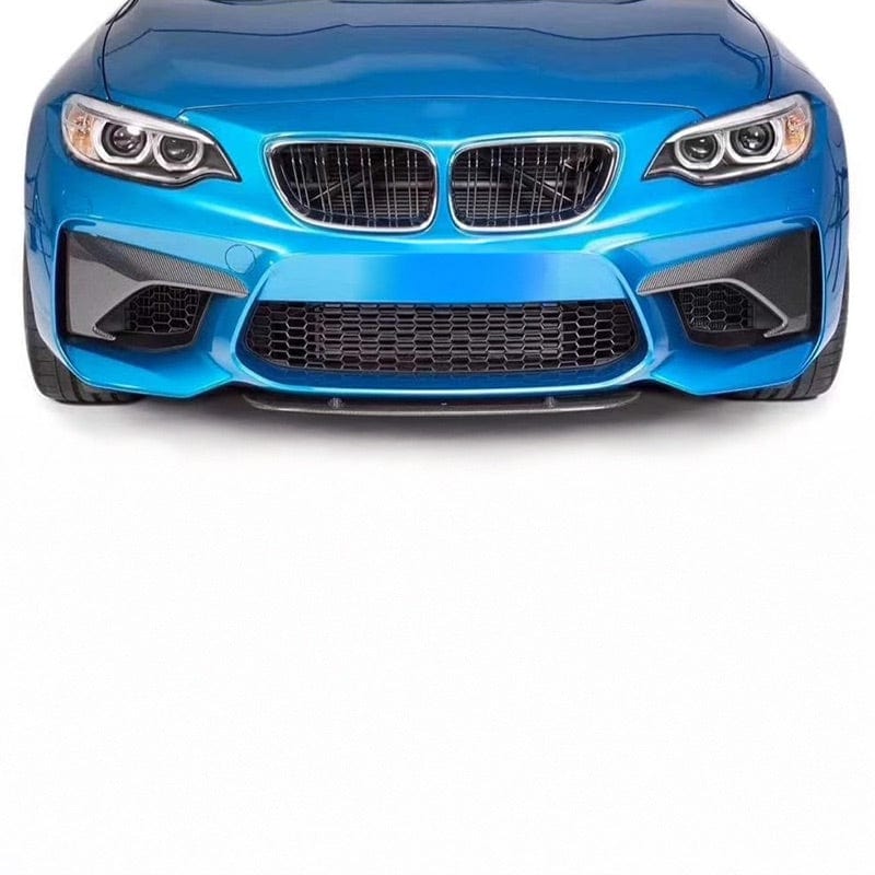 BMW M2 (F87) Strekken Style Carbon Fiber Front Vent Splitters - Twenty Two Tuning Front Canards/Bumper Inserts