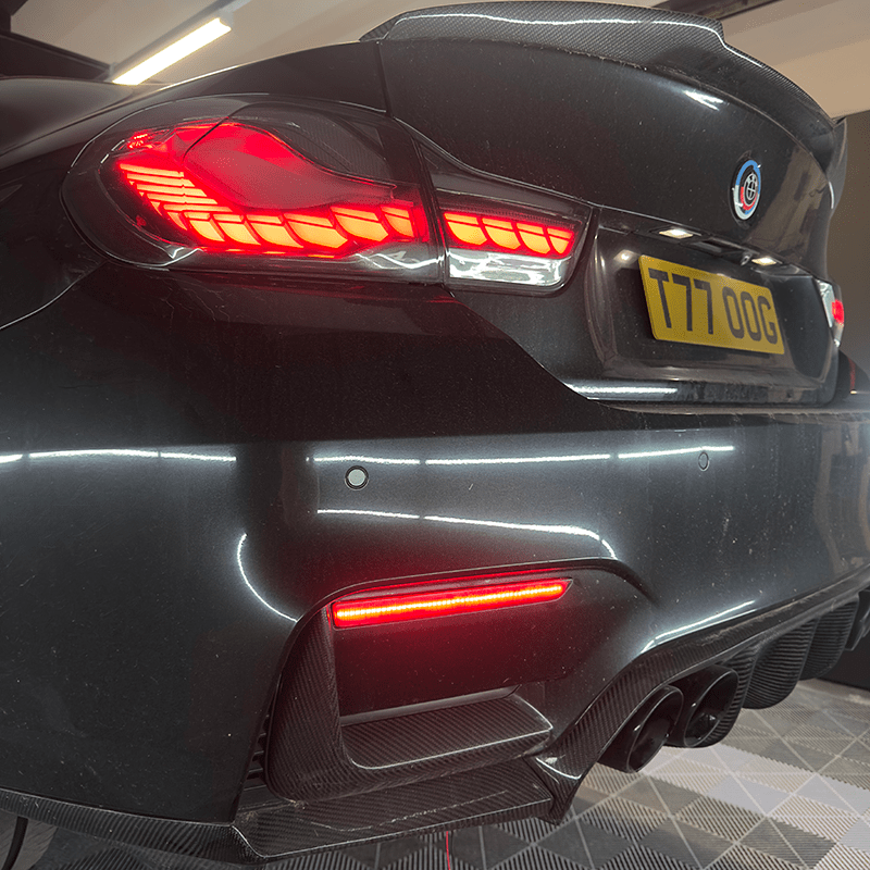 BMW M3/M4 (F80/F82/F83) OEM+ Rear Bumper Lower Reflector LED Replacement - EXL Design Reflector Kit