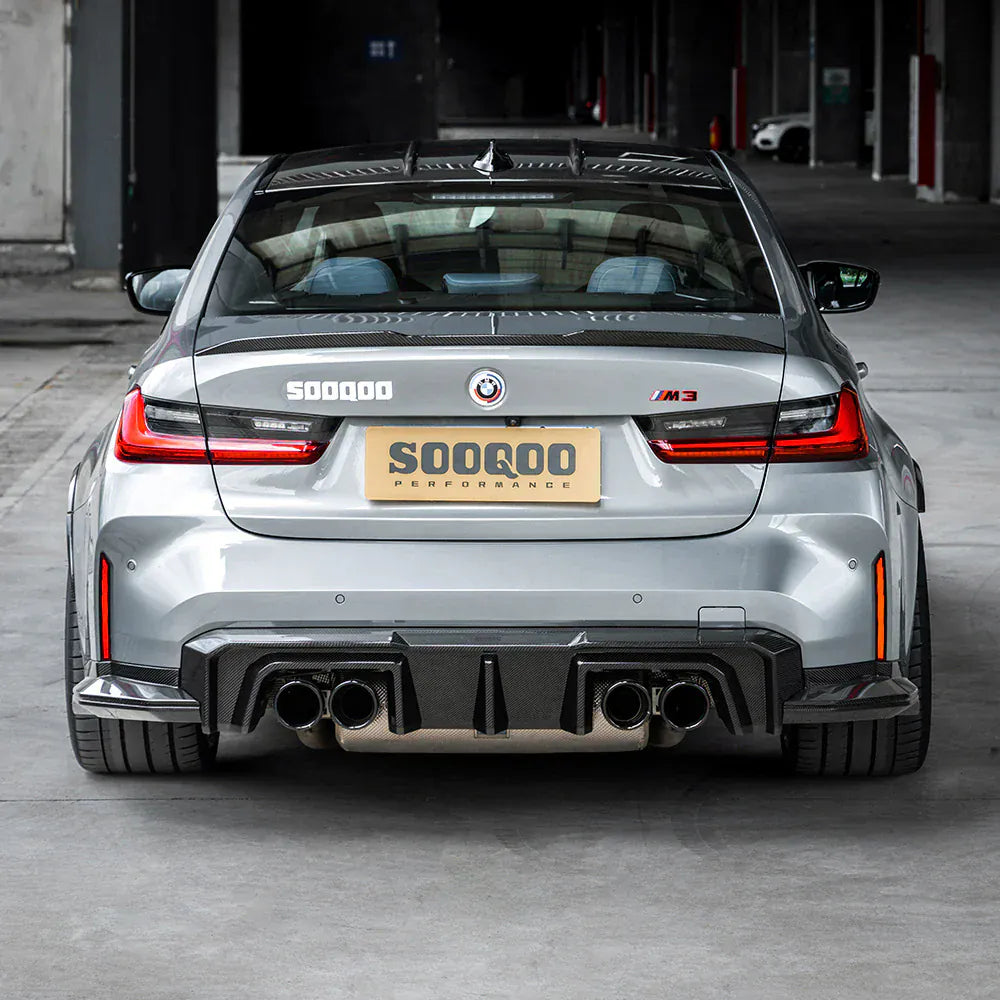 BMW M3/M4 SOOQOO V2 Carbon Fiber Rear Diffuser (G80/G81/G82/G83) - SOOQOO Official Rear Diffuser