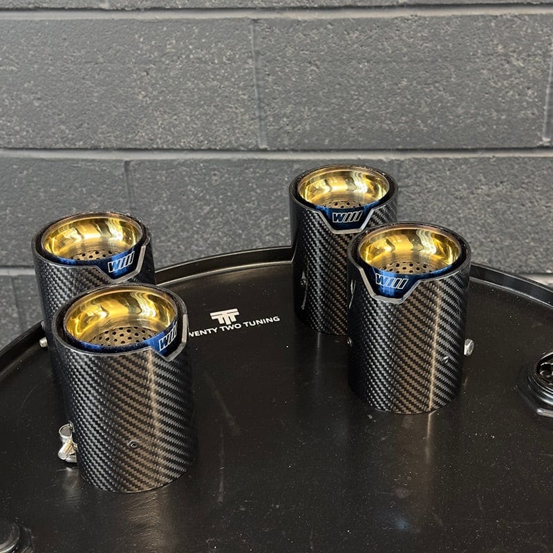 BMW M4 (F82/F83) Blue M Performance Style Carbon Fibre Exhaust Tips - Twenty Two Tuning Exhaust Tips