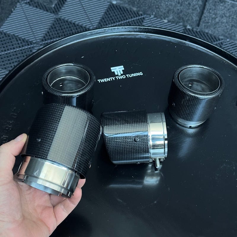 BMW M5 (F90) Akrapovic Style Carbon Fibre Exhaust Tips - Twenty Two Tuning Exhaust Tips