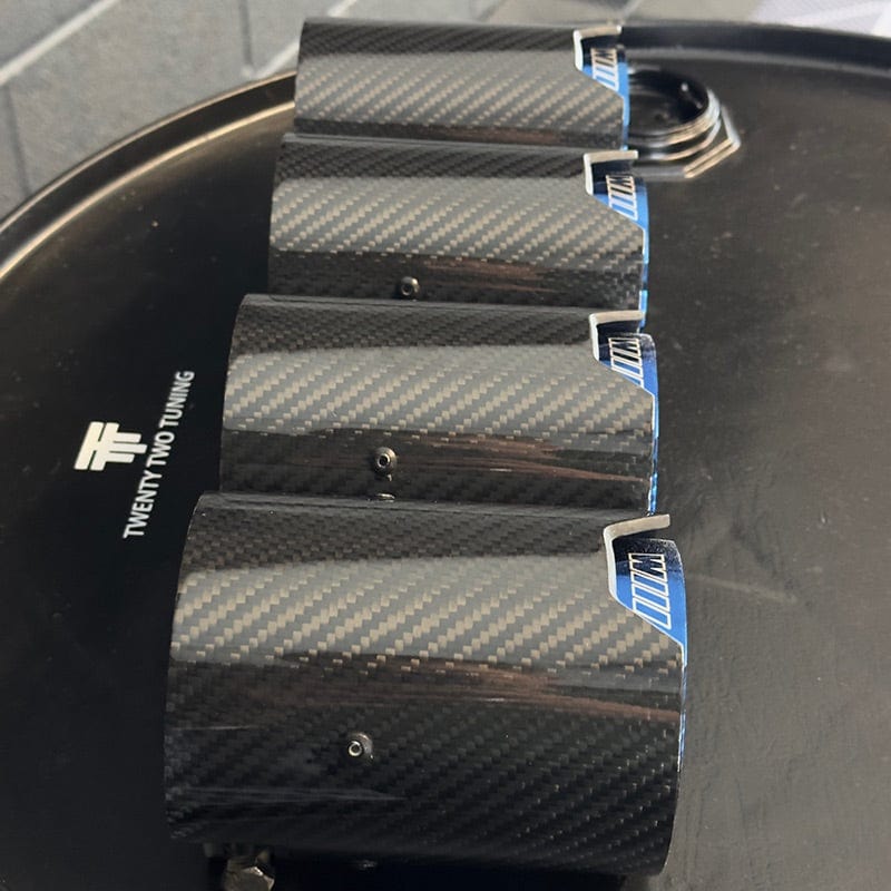BMW M5 (F90/F90N) Blue M Performance Style Carbon Fibre Exhaust Tips - Twenty Two Tuning Exhaust Tips
