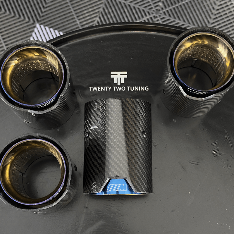 BMW M6 (F06/F12/F13) Blue M Performance Style Carbon Fibre Exhaust Tips - Twenty Two Tuning Exhaust Tips