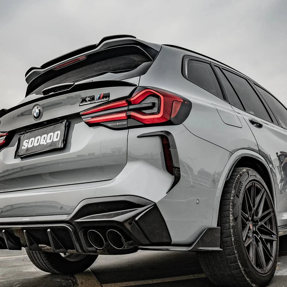 BMW X3M (F97) SOOQOO Carbon Fiber Rear Bumper Reflector Surround - SOOQOO Official Rear Canards