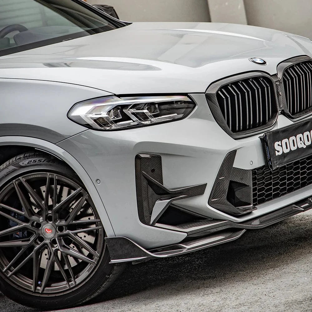 BMW X3M/X4M (F97/F98 LCI) SOOQOO Carbon Fiber Front Bumper Inserts - SOOQOO Official Front Canards/Bumper Inserts