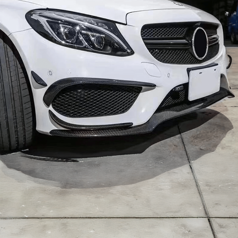 Mercedes Benz C-Class/C43 (A205/C205/W205) Carbon Fibre Front Fog Surround Trim - Twenty Two Tuning Front Canards/Bumper Inserts