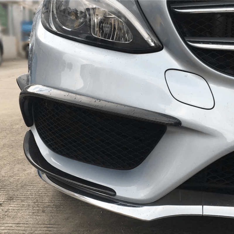 Mercedes Benz C-Class/C43 (A205/C205/W205) Carbon Fibre Front Fog Surround Trim - Twenty Two Tuning Front Canards/Bumper Inserts