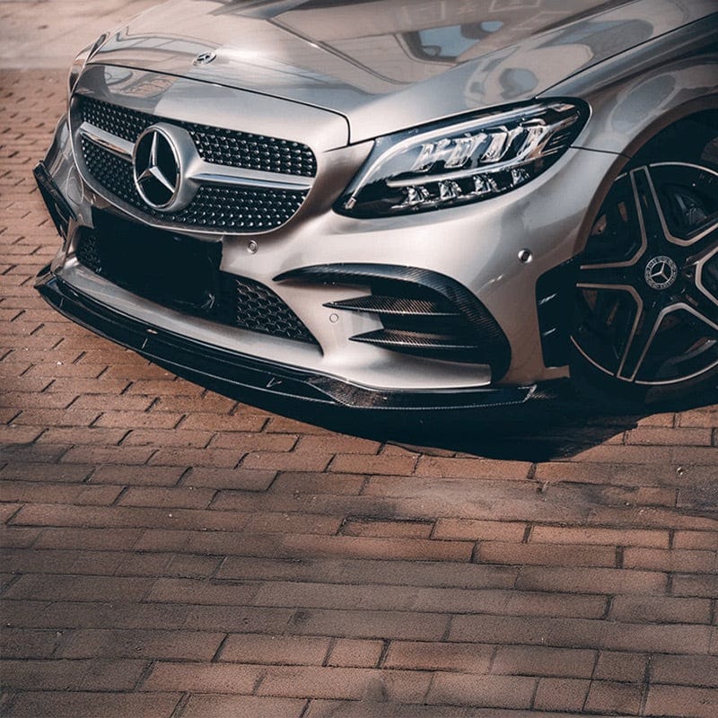 Mercedes Benz C-Class/C43 AMG Style Carbon Fibre Front Trim (W205/C205/S205/A205) - Twenty Two Tuning Front Canards/Bumper Inserts