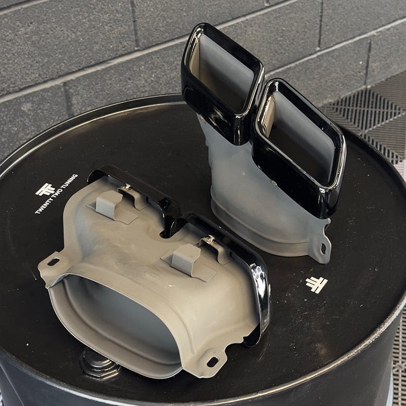 Mercedes Benz C-Class/C43 - C63 Style Black Chrome Exhaust Tips (W205/C205/A205/S205) - Twenty Two Tuning Exhaust Tips