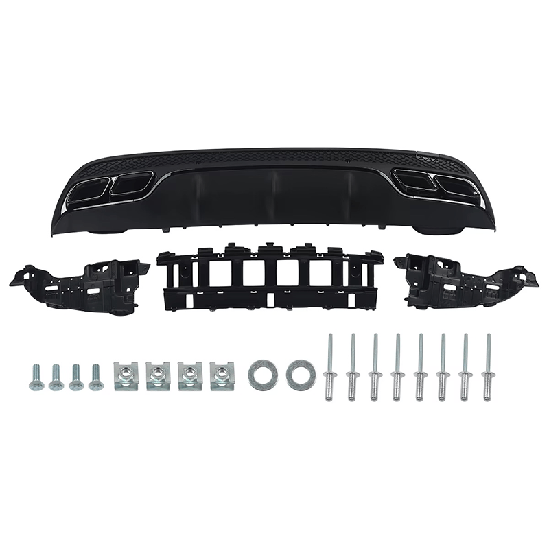 Mercedes Benz C-Class/C43 (W205/S205) C63 Style Black Rear Diffuser And Exhaust Tips - Twenty Two Tuning Rear Diffuser