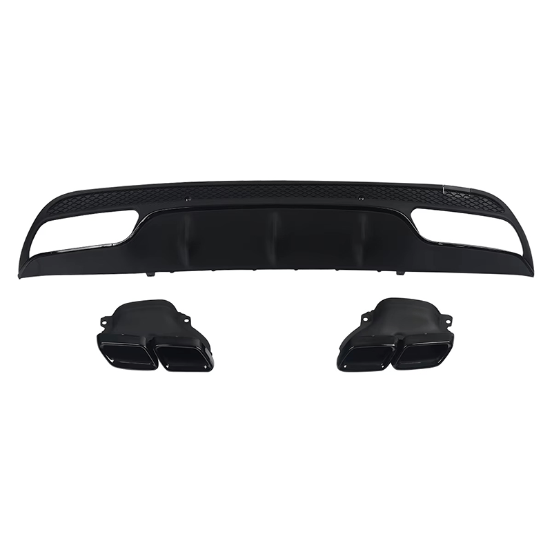 Mercedes Benz C-Class/C43 (W205/S205) C63 Style Black Rear Diffuser And Exhaust Tips - Twenty Two Tuning Rear Diffuser