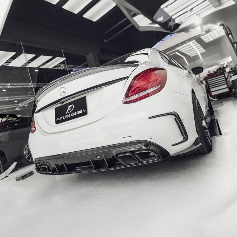 Mercedes Benz C-Class (W205) Future Design Carbon Fibre Rear Bumper Vent Surround - Future Design Rear Canards