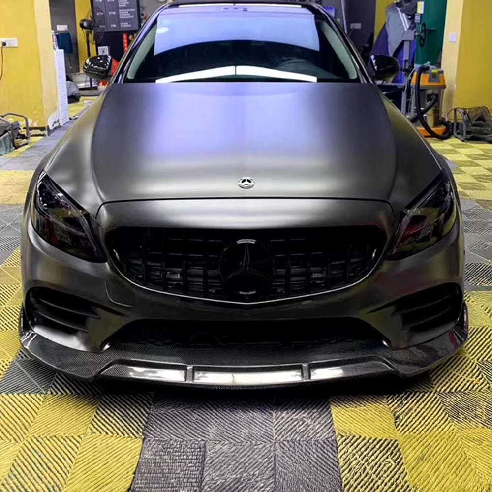 mercedes c lips BSV1 Carbon Fiber Front Lip Compatible With Mercedes C-Class/C43  (W205/C205/S205/A205)
