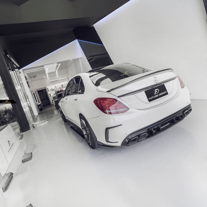 Mercedes Benz C63 (W205) Future Design Carbon Fibre Rear Bumper Vent Surround - Future Design Rear Canards