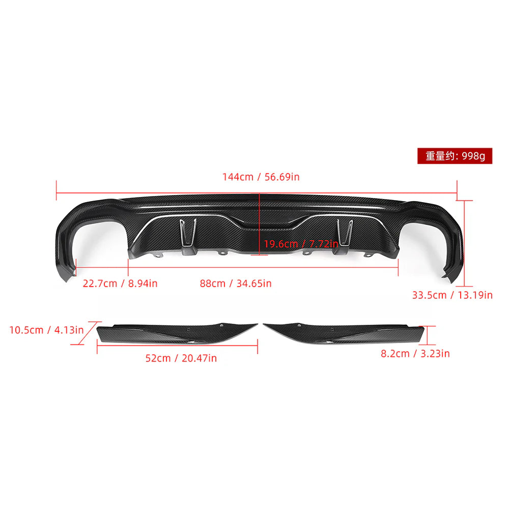 SOOQOO Carbon Fibre Dual Tip Rear Diffuser - Compatible with BMW 4 Series (G26) - SOOQOO Official Rear Diffuser