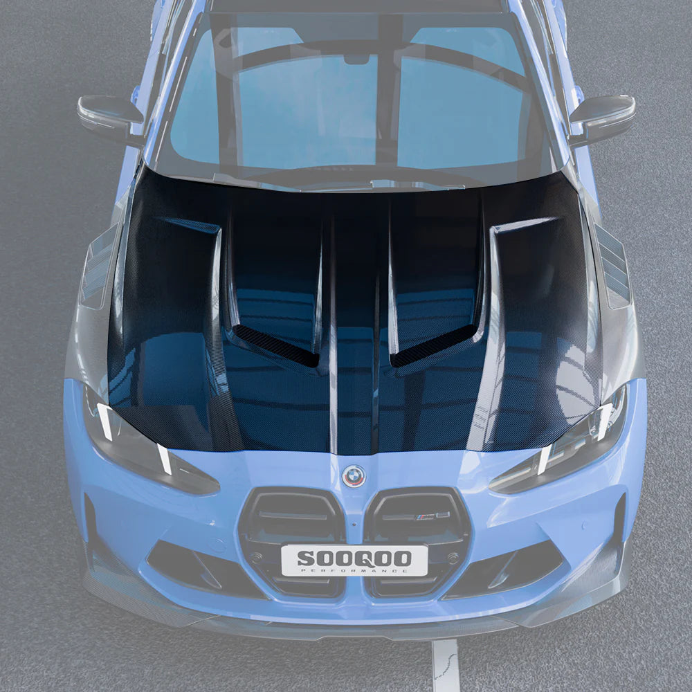 SOOQOO Vented Carbon Fiber Hood - Compatible with BMW M3/M4 (G80/G81/G82/G83) - SOOQOO Official Hood/Bonnet Complete