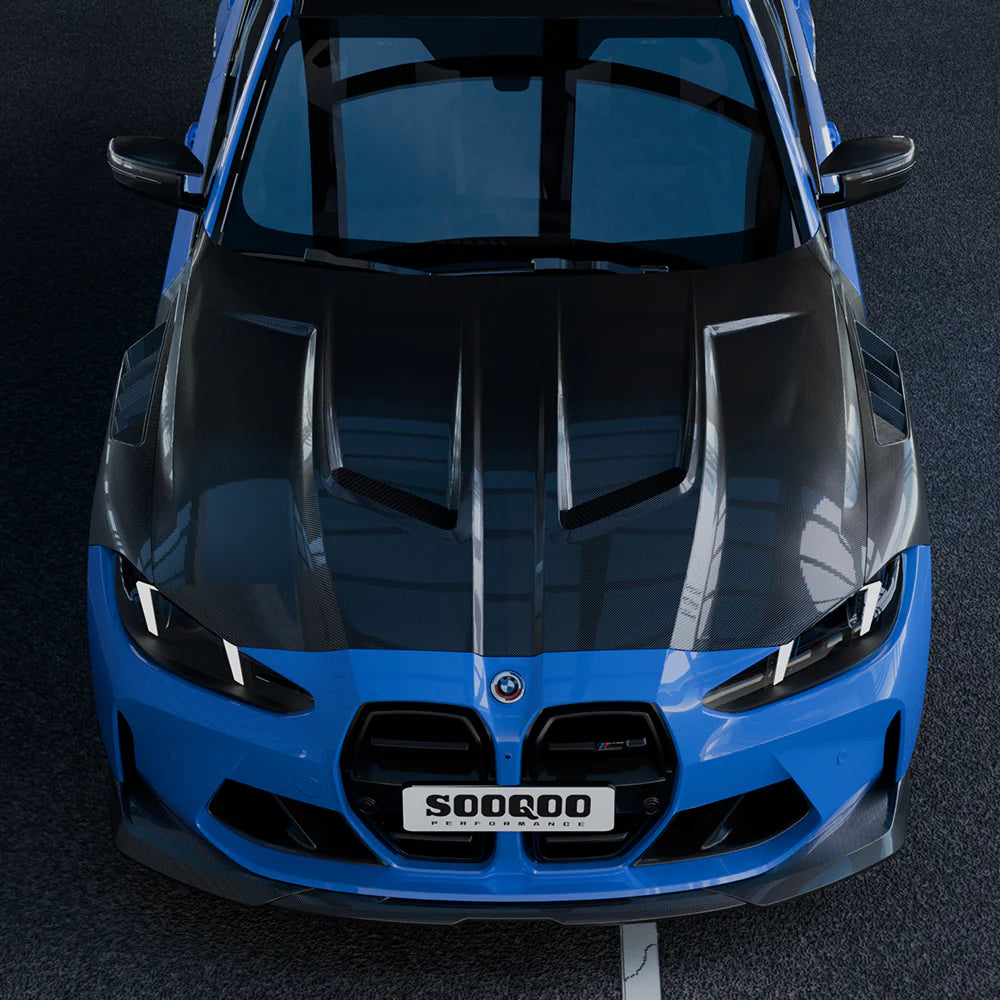 SOOQOO Vented Carbon Fiber Hood - Compatible with BMW M3/M4 (G80/G81/G82/G83) - SOOQOO Official Hood/Bonnet Complete