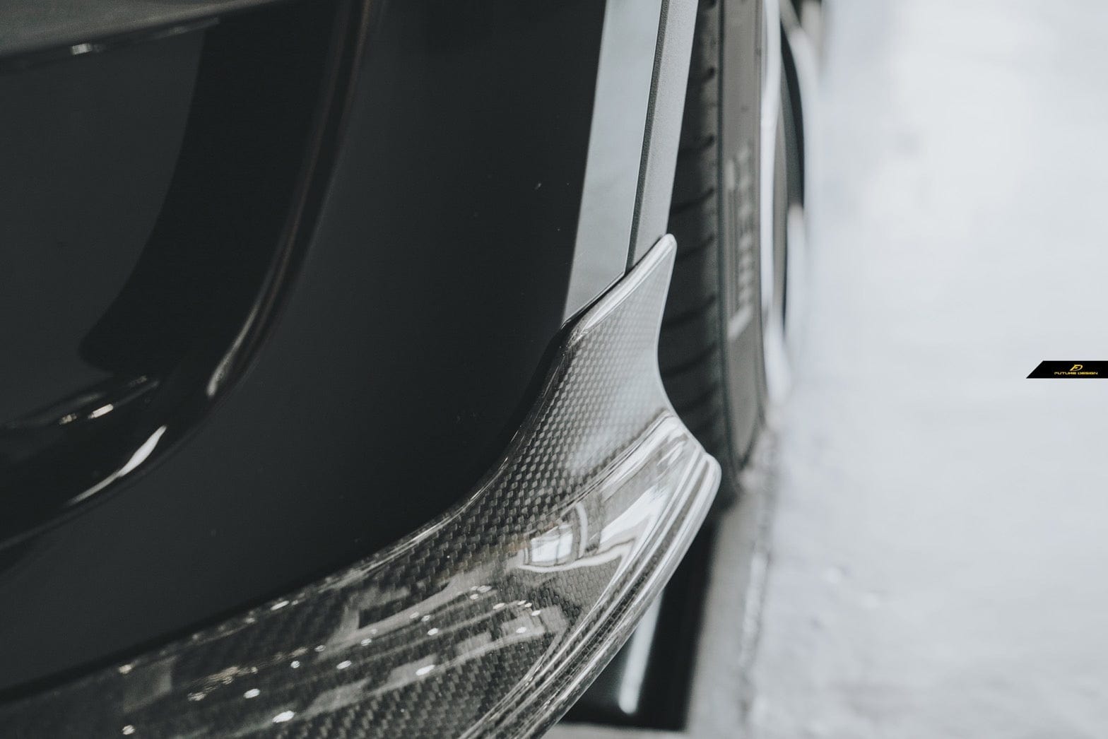 Tesla Model Y Future Design Carbon Fibre Front Lip Spoiler - Future Design Front Lip
