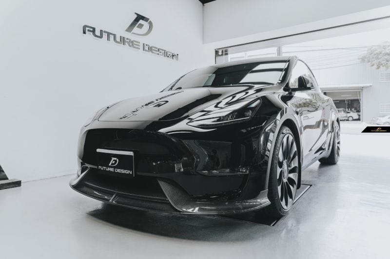 Tesla Model Y Future Design Carbon Fibre Front Lip Spoiler - Future Design Front Lip