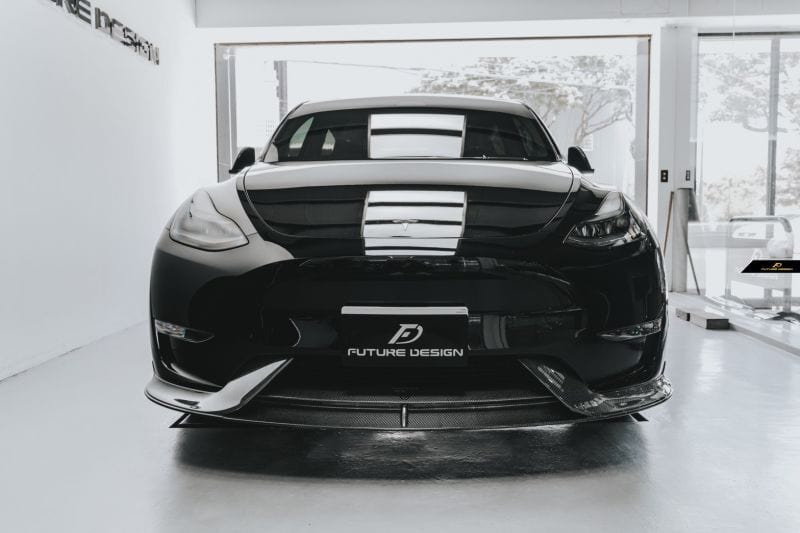 Tesla Model Y Future Design Carbon Fibre Front Lip Spoiler - Future Design Front Lip