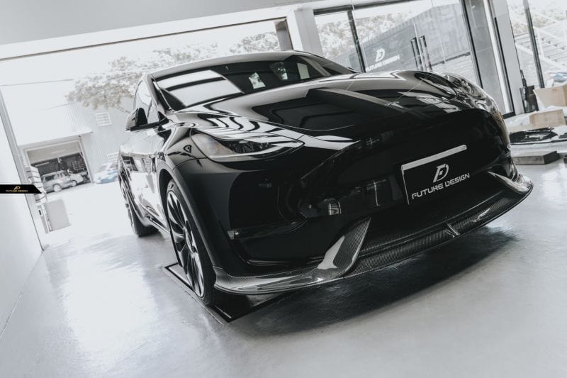 Tesla Model Y Future Design Carbon Fibre Front Lip Spoiler - Future Design Front Lip
