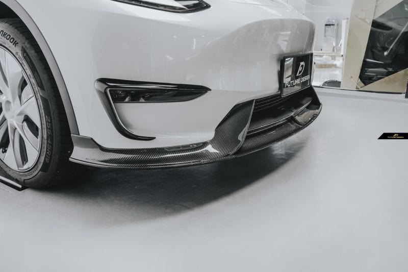 Tesla Model Y Future Design Carbon Fibre Front Lip Spoiler - Future Design Front Lip