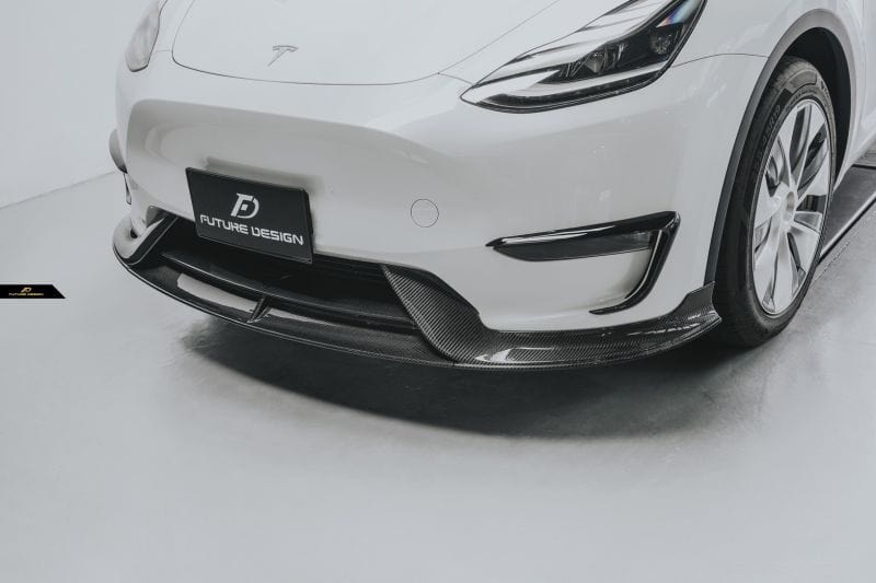 Tesla Model Y Future Design Carbon Fibre Front Lip Spoiler - Future Design Front Lip