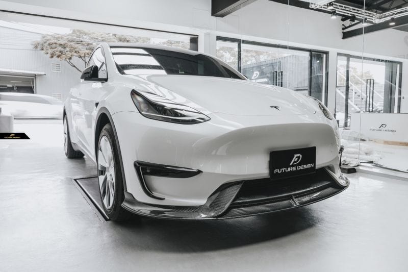 Tesla Model Y Future Design Carbon Fibre Front Lip Spoiler - Future Design Front Lip