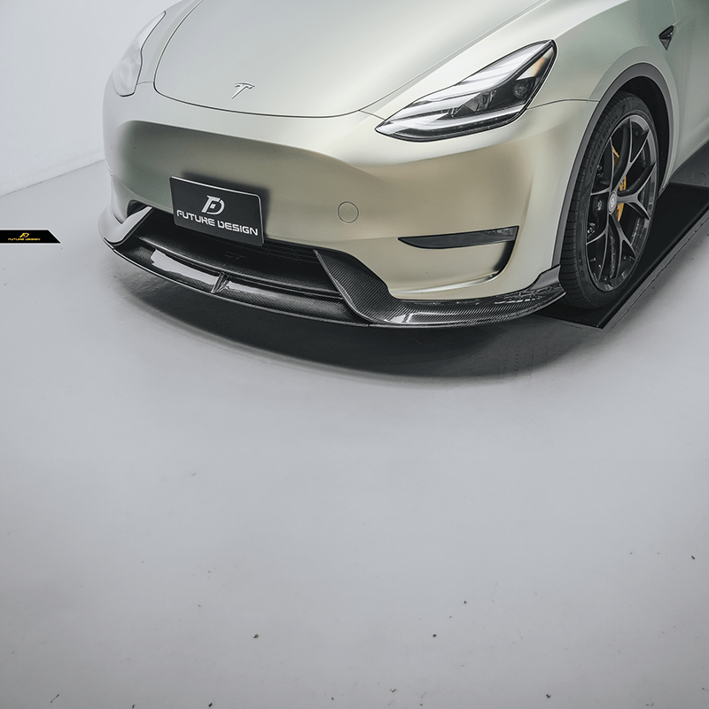 Tesla Model Y Future Design Carbon Fibre Front Lip Spoiler - Future Design Front Lip