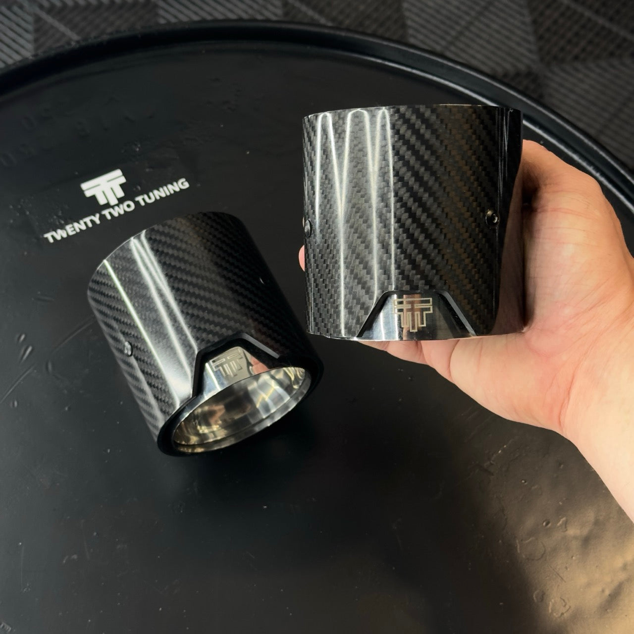 TTT Carbon Fibre Exhaust Tips - Compatible with BMW 1 Series (F20/F21) - Twenty Two Tuning Exhaust Tips