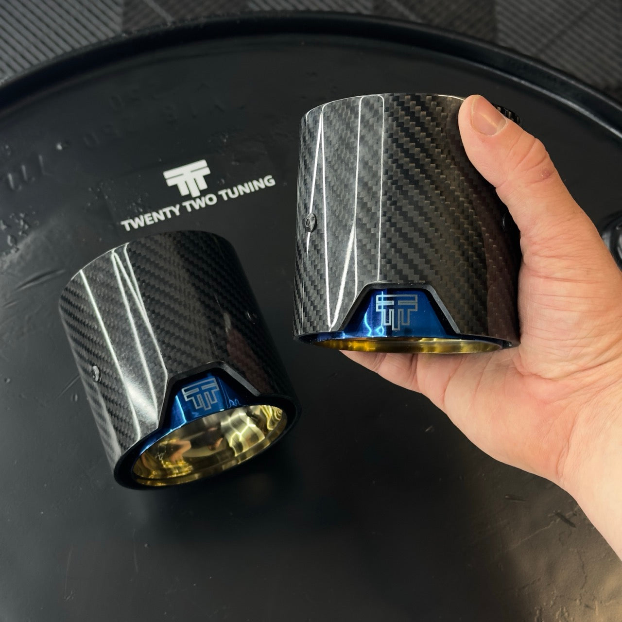 TTT Carbon Fibre Exhaust Tips - Compatible with BMW 1 Series (F20/F21) - Twenty Two Tuning Exhaust Tips