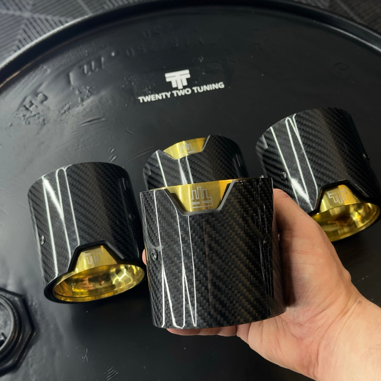 TTT Carbon Fibre Exhaust Tips - Compatible with BMW M5 (G90/G99) - Twenty Two Tuning Exhaust Tips