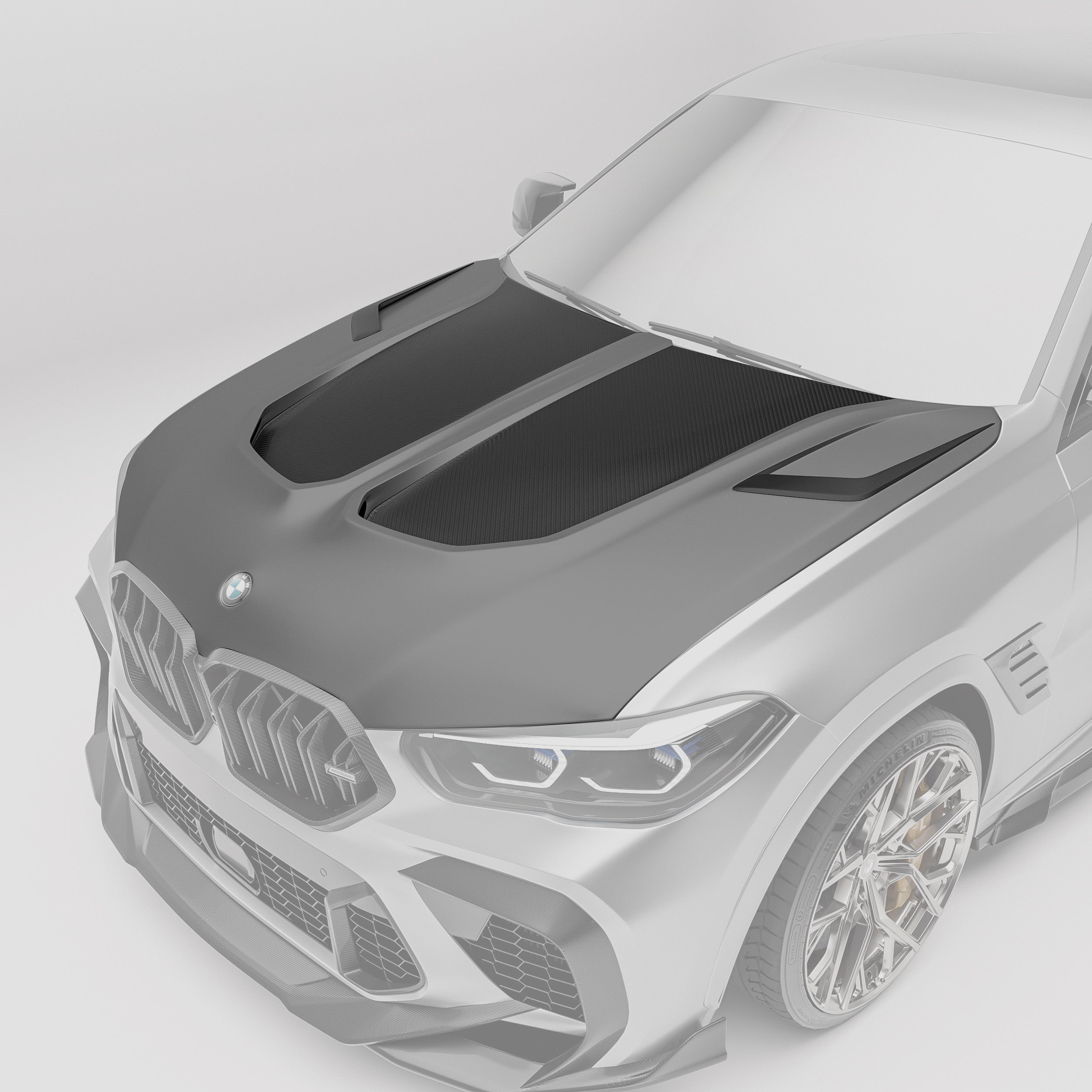 RevoZport Carbon Fiber Hood Compatible With BMW X6M F96 PRE LCI