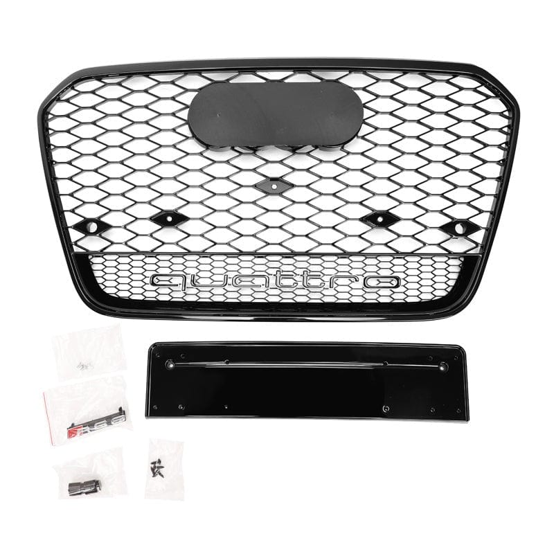 Audi A6/S6 (C7) RS6 Style Gloss Black Honeycomb Front Grille - Twenty Two Tuning Front Grille
