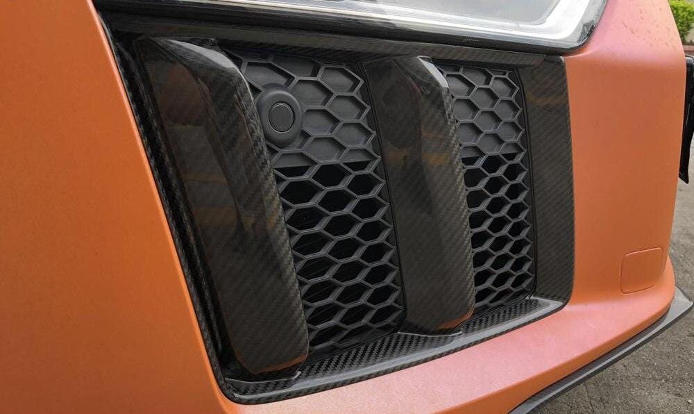 Audi R8 V10 (4S) OEM+ Performance Style Carbon Fibre Front Fog Trims - Twenty Two Tuning Front Canards/Bumper Inserts