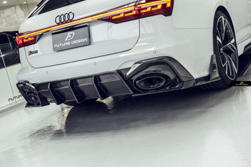 Audi RS6 Avant (C8) Future Design Carbon Fibre Rear Diffuser With Splitters - Future Design Rear Diffuser
