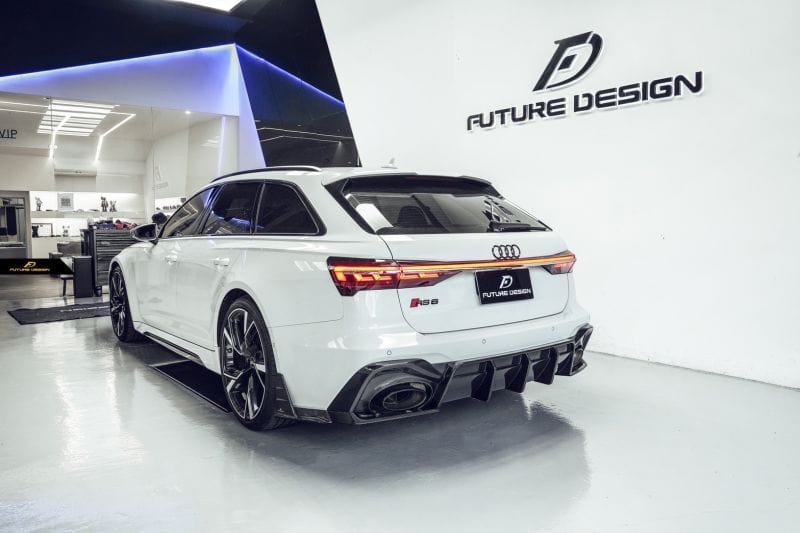 Audi RS6 Avant (C8) Future Design Carbon Fibre Rear Diffuser With Splitters - Future Design Rear Diffuser