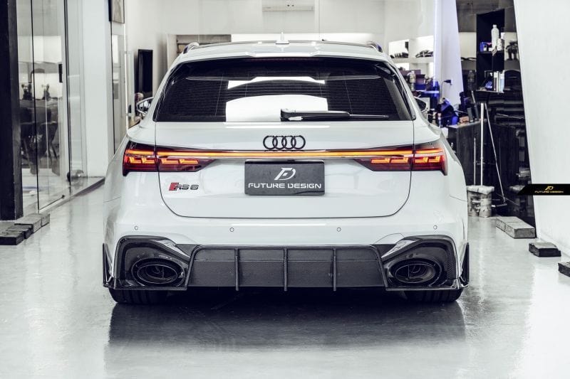 Audi RS6 Avant (C8) Future Design Carbon Fibre Rear Diffuser With Splitters - Future Design Rear Diffuser