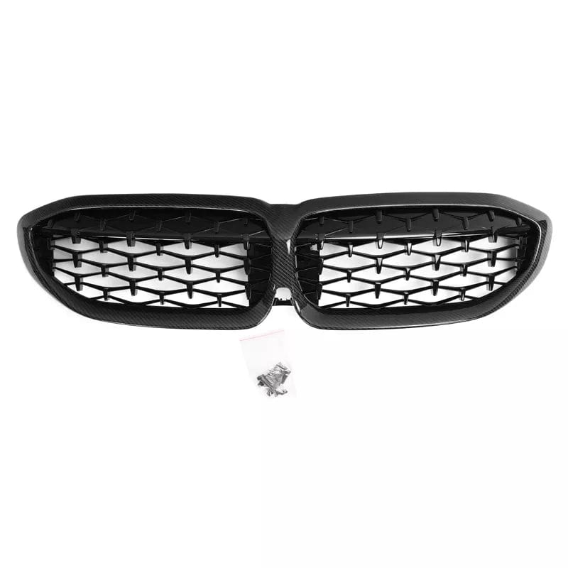 BMW 3 Series (G20/G21) Diamond Style Carbon Fibre Front Grille - Twenty Two Tuning Front Grille