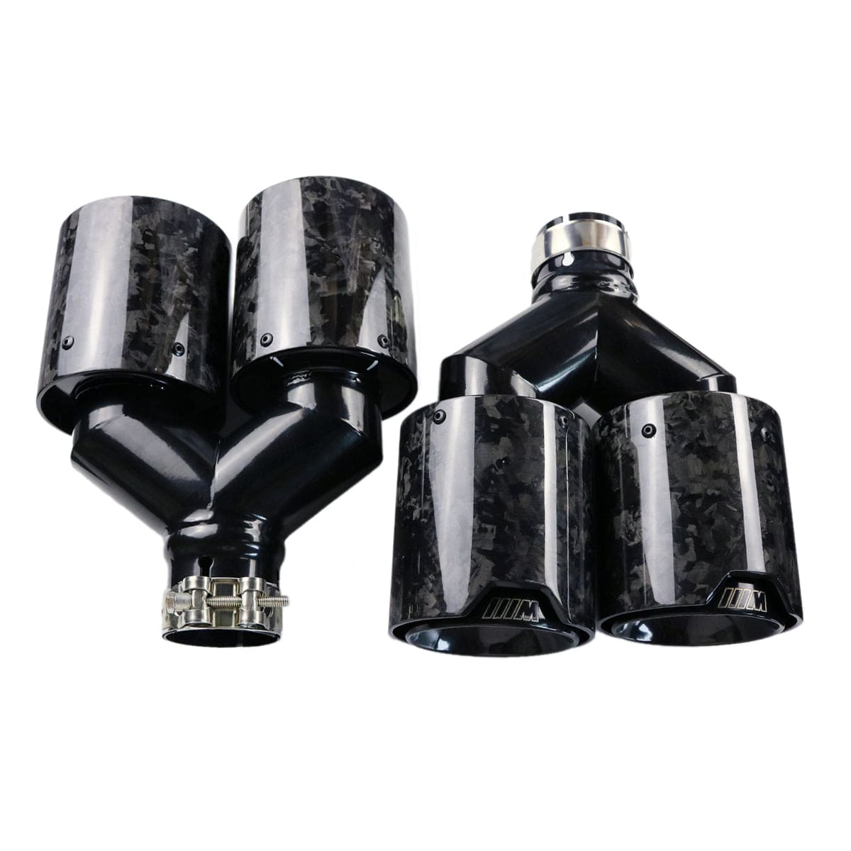 BMW Dual M Performance Style Black Forged Carbon Fibre Exhaust Tips - Twenty Two Tuning Exhaust Tips