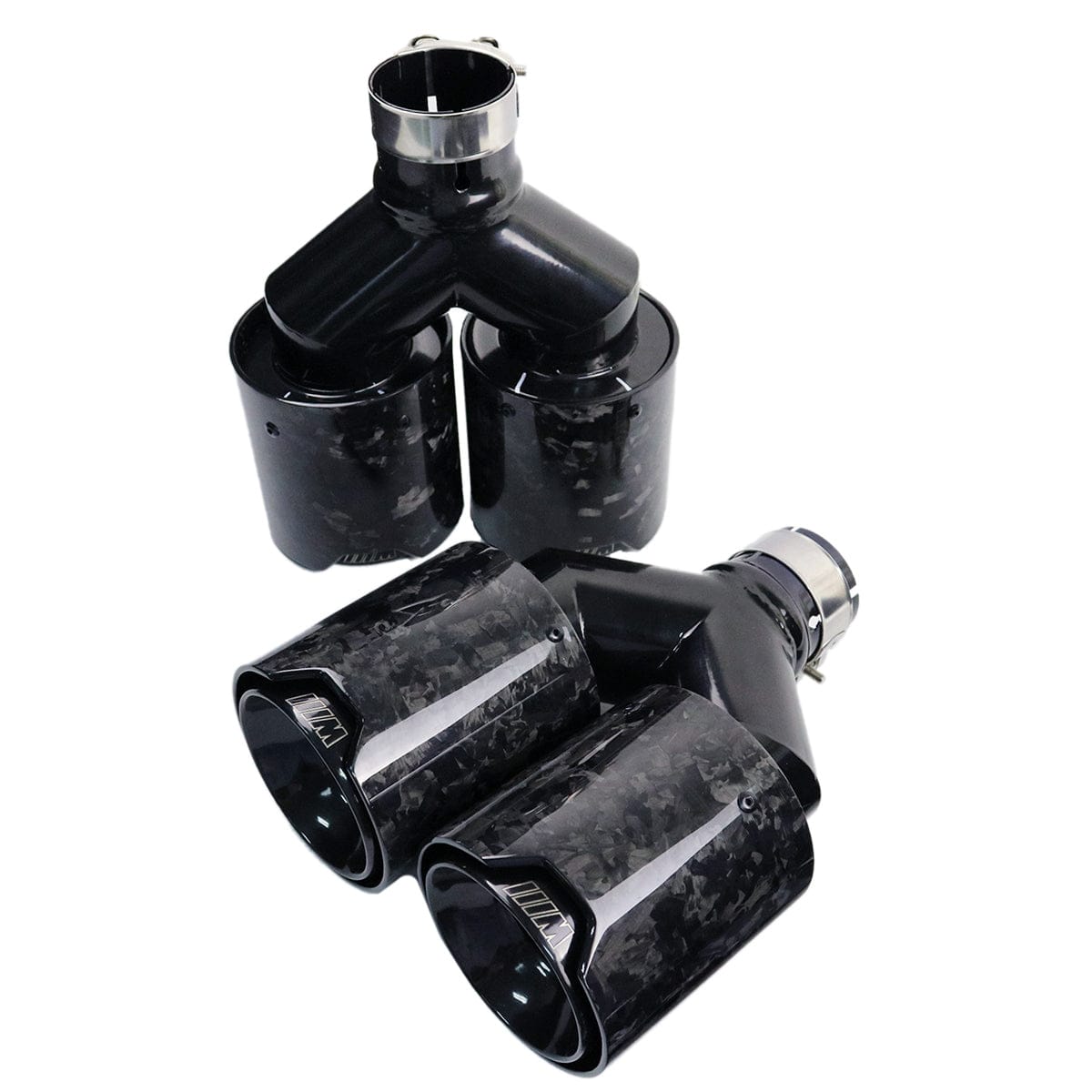 BMW Dual M Performance Style Black Forged Carbon Fibre Exhaust Tips - Twenty Two Tuning Exhaust Tips