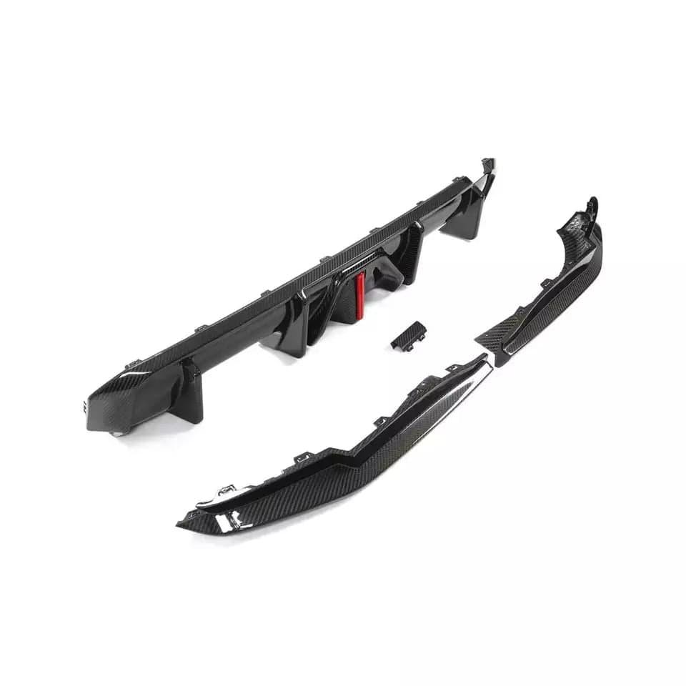 BMW M3/M4 AK Style LED Carbon Fibre Rear Diffuser (G80/G81/G82/G83) - Twenty Two Tuning Rear Diffuser