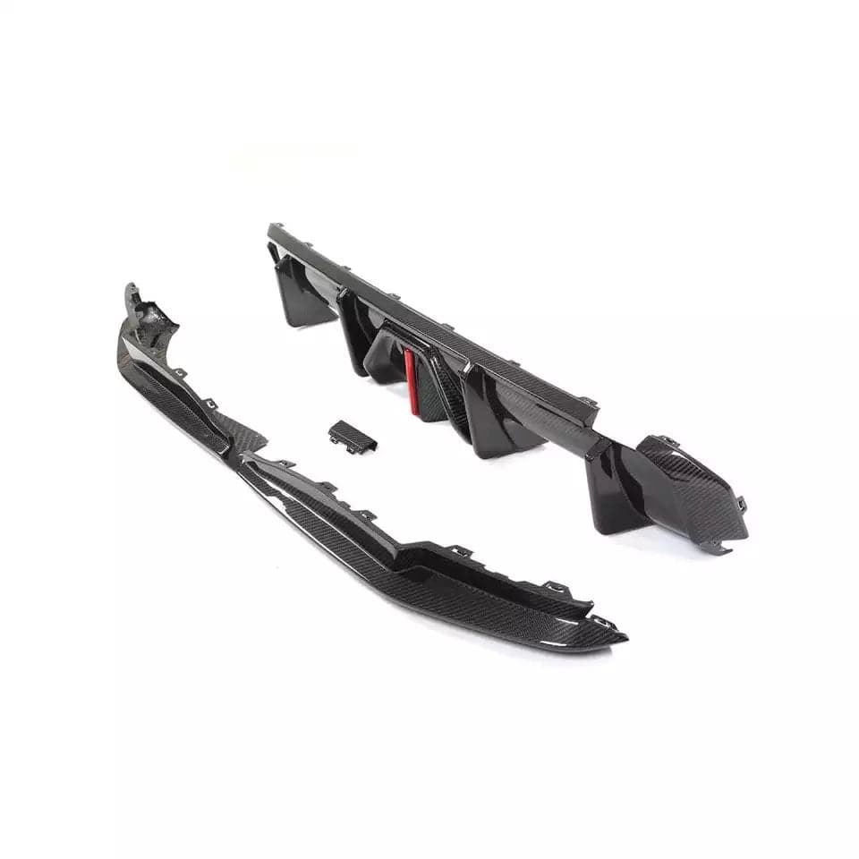 BMW M3/M4 AK Style LED Carbon Fibre Rear Diffuser (G80/G81/G82/G83) - Twenty Two Tuning Rear Diffuser