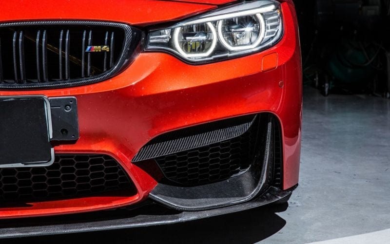BMW M3/M4 (F80/F82/F83) M Performance Style Carbon Fibre Upper Bumper Trims - Twenty Two Tuning Front Canards/Bumper Inserts