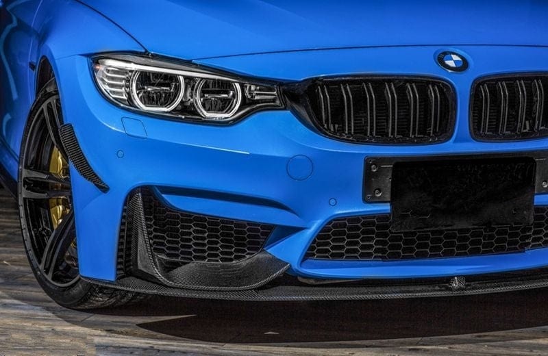 BMW M3/M4 (F80/F82/F83) M Style Carbon Fibre Front Bumper Canards - Twenty Two Tuning Front Canards/Bumper Inserts